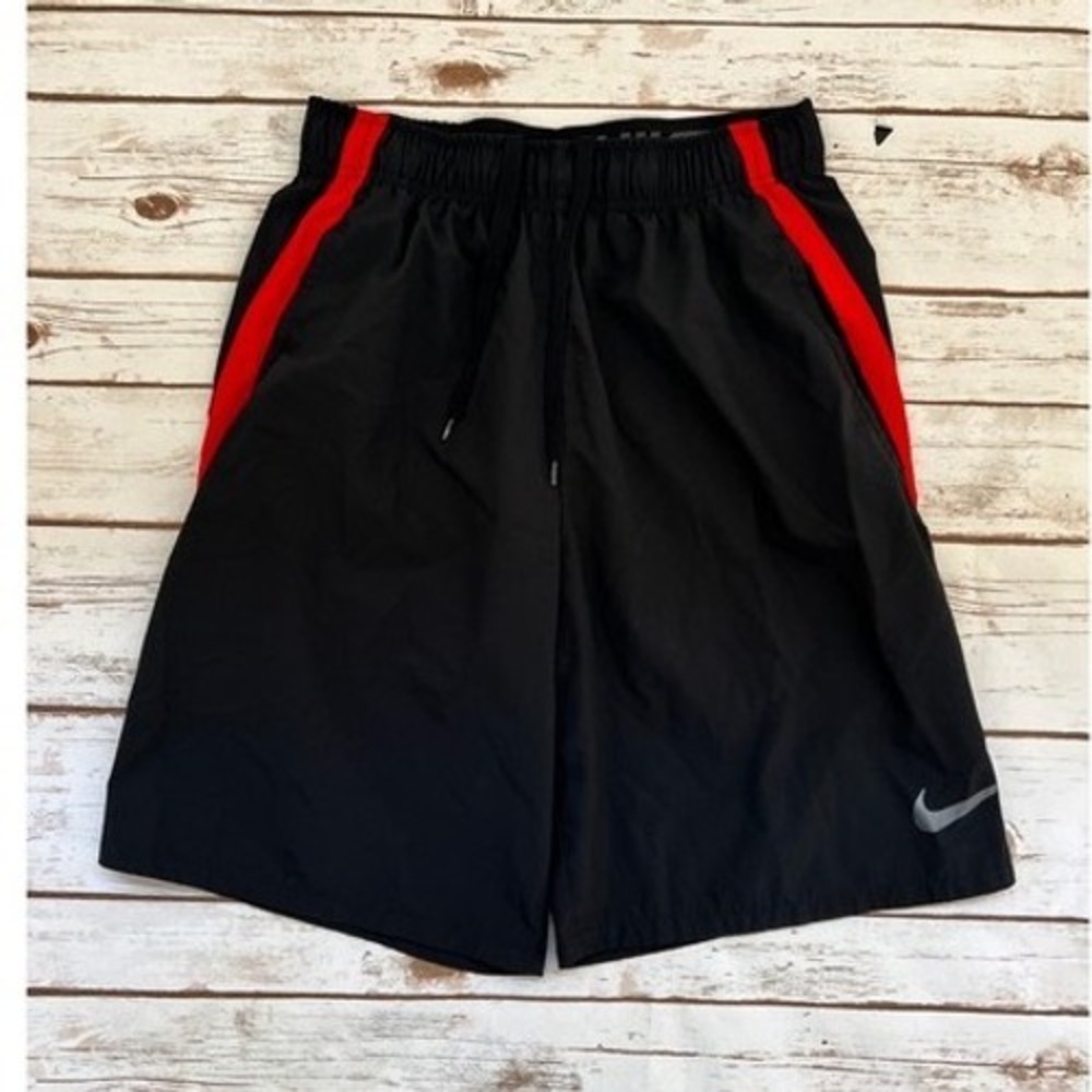 Nike Athletic Shorts Black Red Stripe‎ Dri-FIT Training Small
